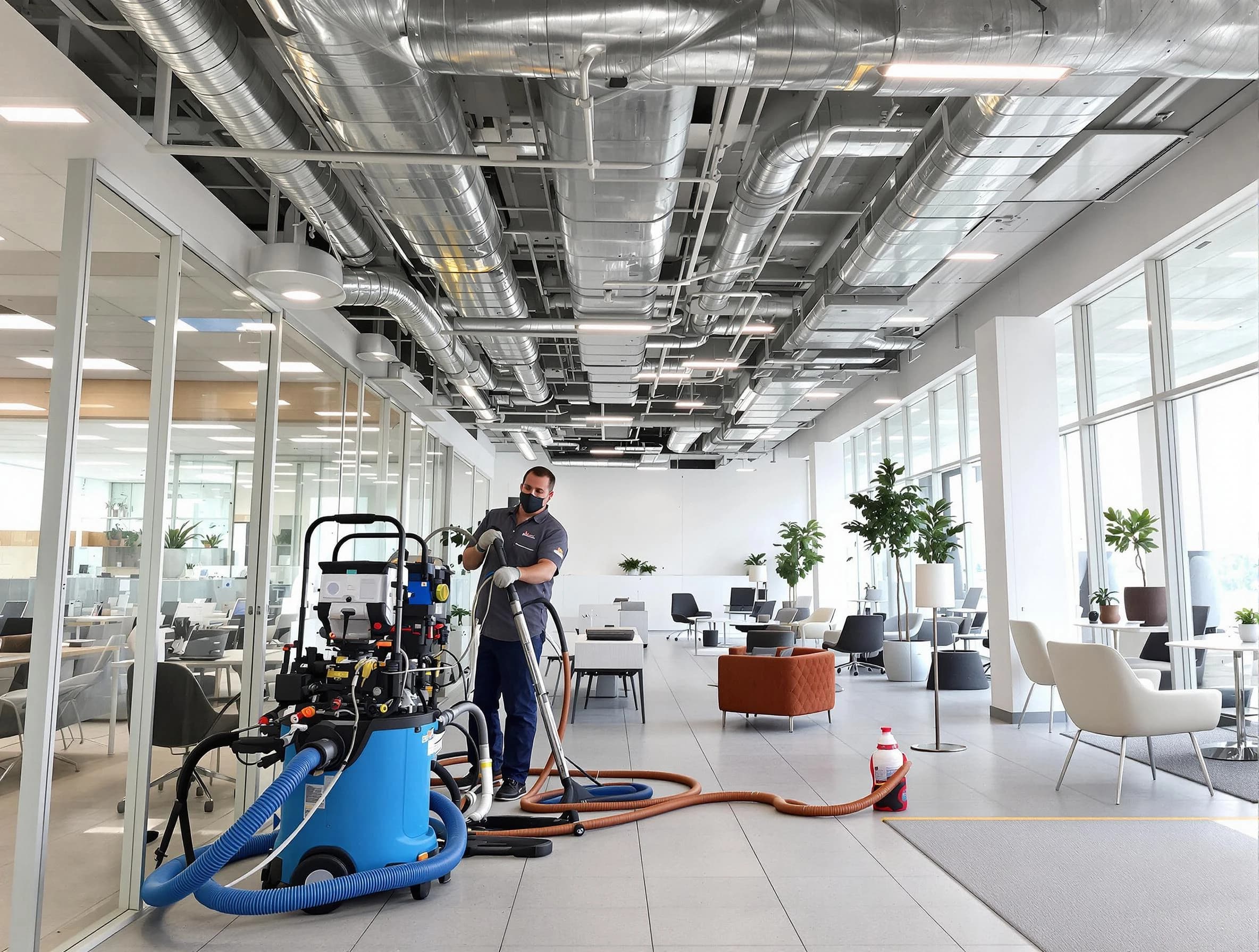 McKeesport Air Duct Cleaning team conducting comprehensive commercial duct cleaning at a business location in McKeesport
