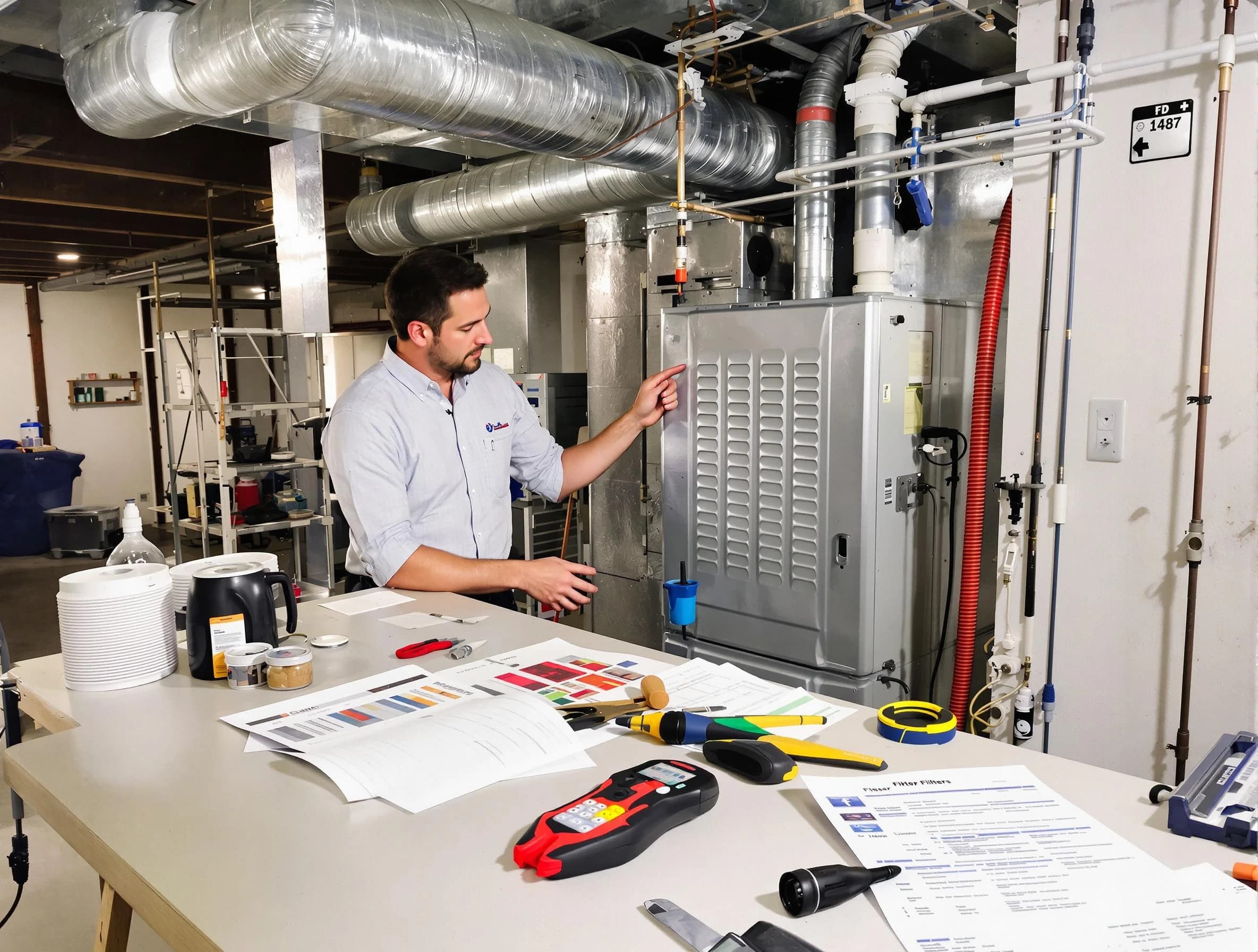 McKeesport Air Duct Cleaning inspector conducting detailed filter system evaluation using professional diagnostic tools in McKeesport