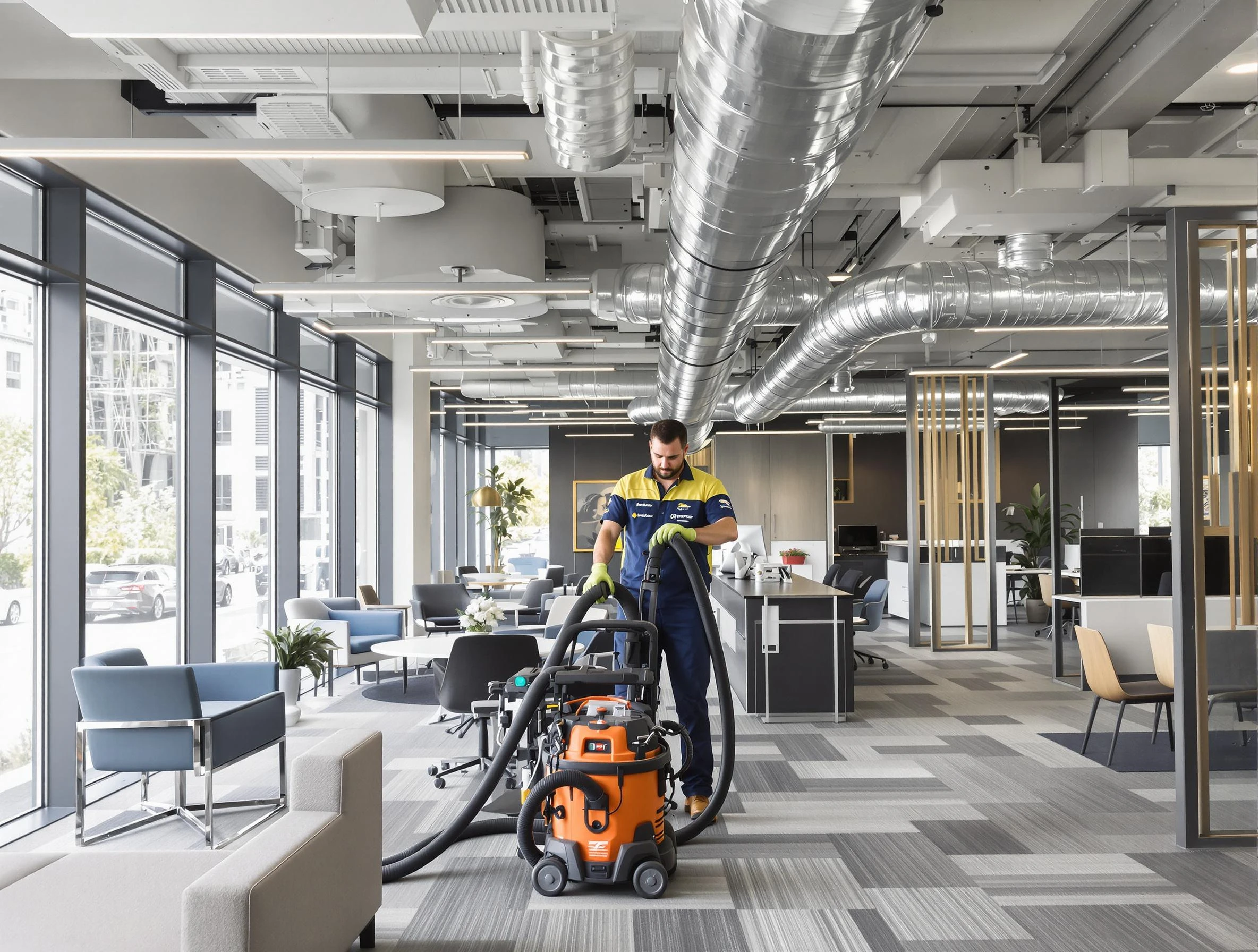 McKeesport Air Duct Cleaning team performing thorough commercial duct cleaning at a McKeesport business center